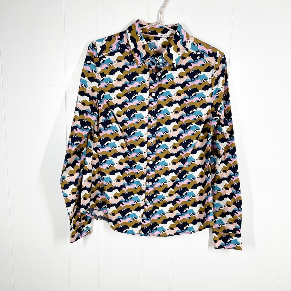 Boden Modern Classic Long Sleeve Shirt Running Horses Print 4R
